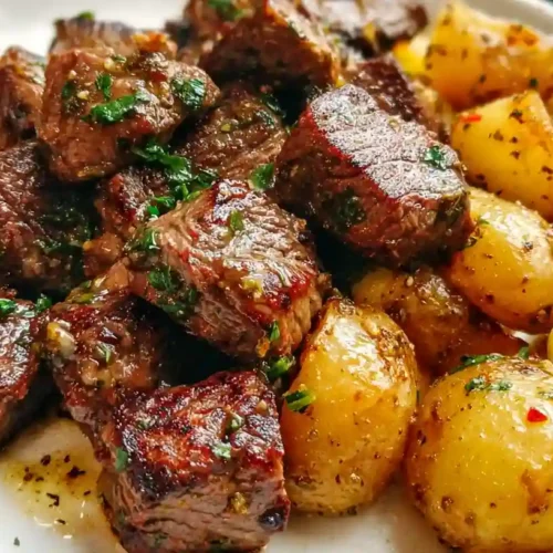 Garlic Steak Bites and Potatoes Recipe