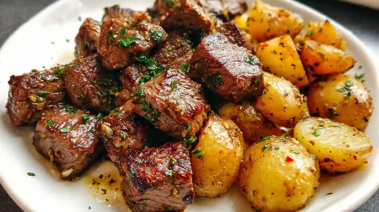 Garlic Steak Bites and Potatoes Recipe