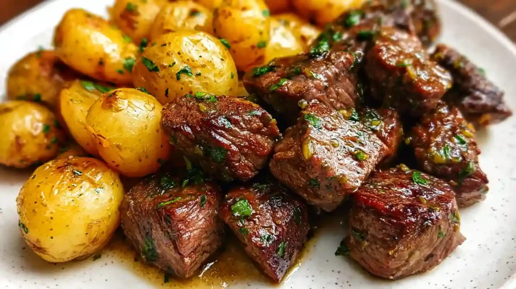 Garlic Steak Bites and Potatoes Recipe