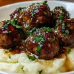 Salisbury Steak Meatballs with Garlic Herb Mashed Potatoes