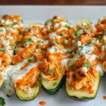 Spicy Buffalo Chicken Zucchini Boats