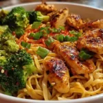 Spicy Garlic Chicken and Broccoli Noodle Bowls