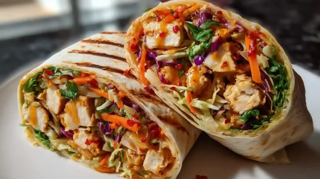 Thai Chicken Wrap with Crunchy Asian Slaw Recipe