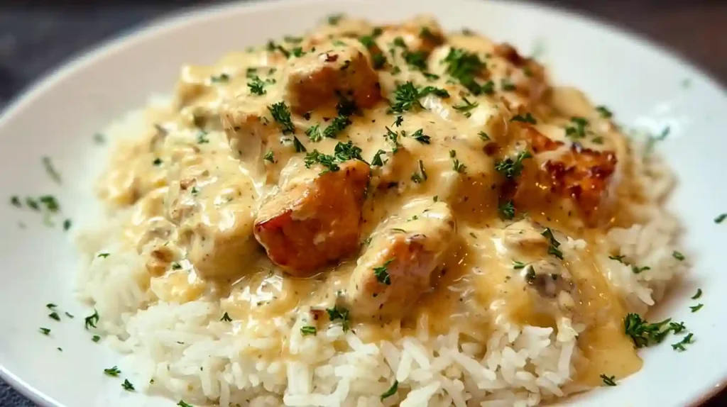 Homemade Creamy Smothered Chicken and Rice