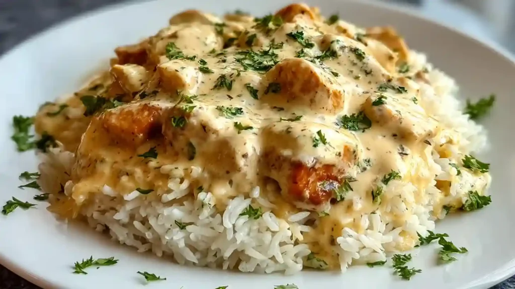 Homemade Creamy Smothered Chicken and Rice