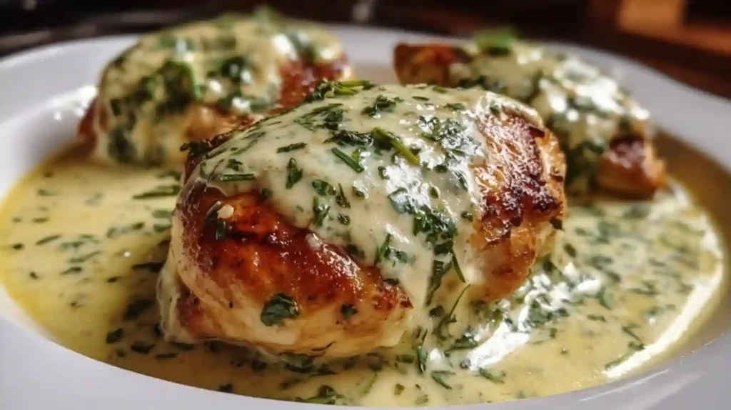 Mozzarella Chicken in Basil Cream Sauce