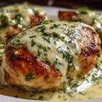 Mozzarella Chicken in Basil Cream Sauce
