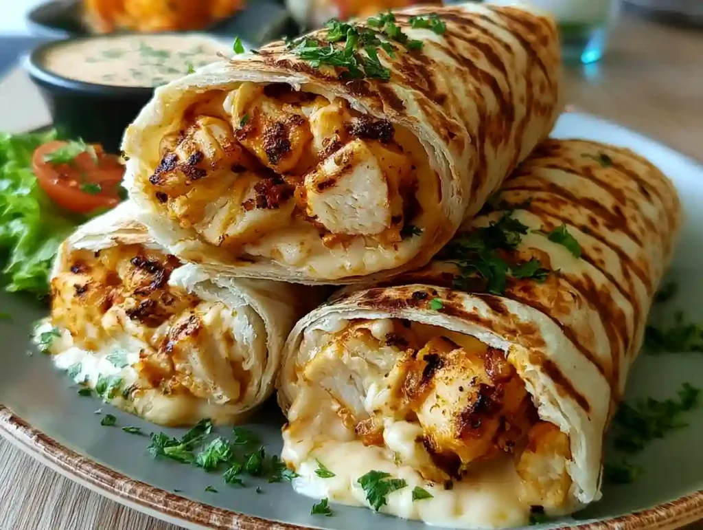 Cheesy Garlic Chicken Wraps