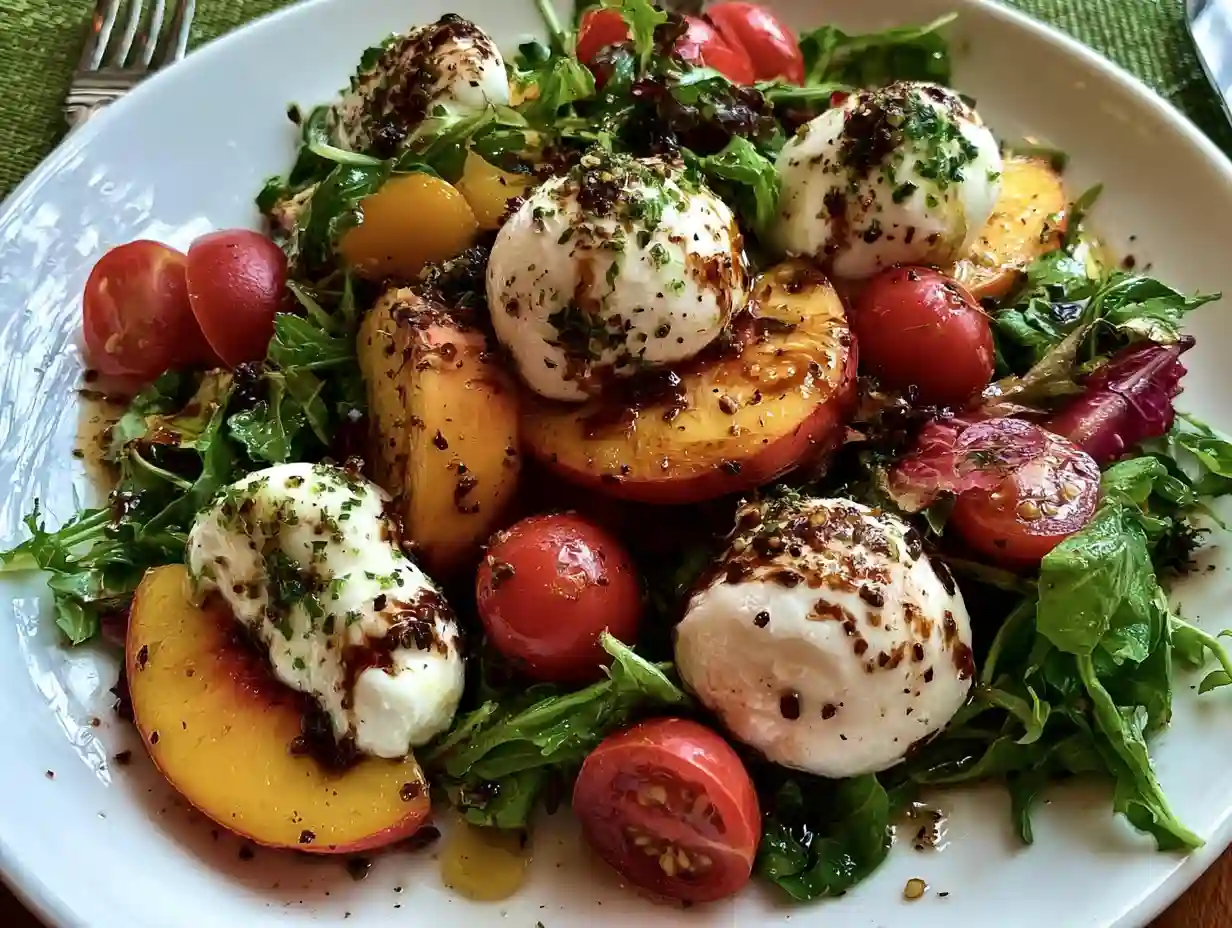 Fresh Peach Burrata Salad