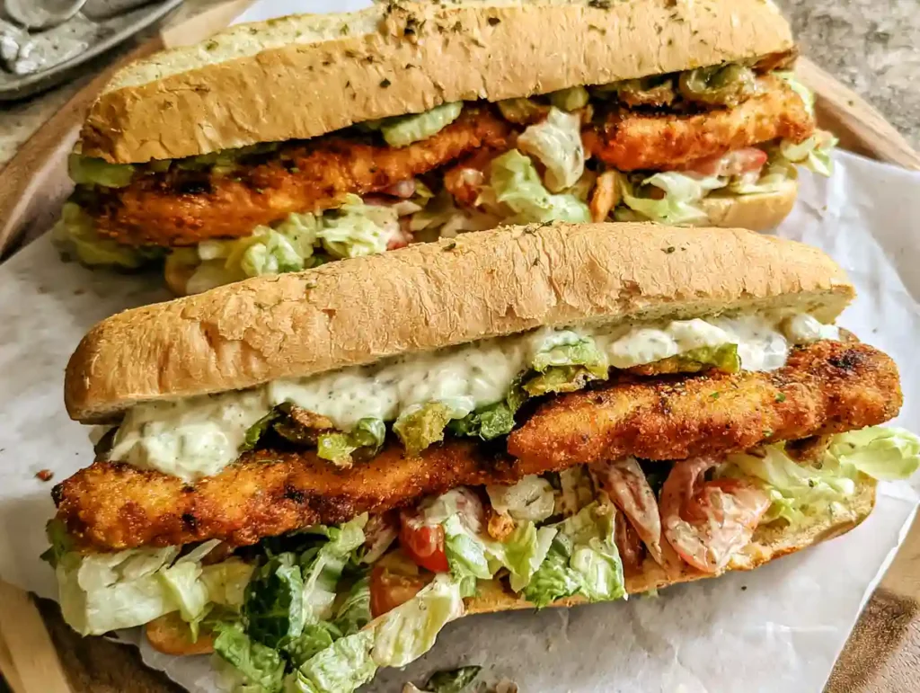 Garlic Bread Chicken Caesar Salad Subs