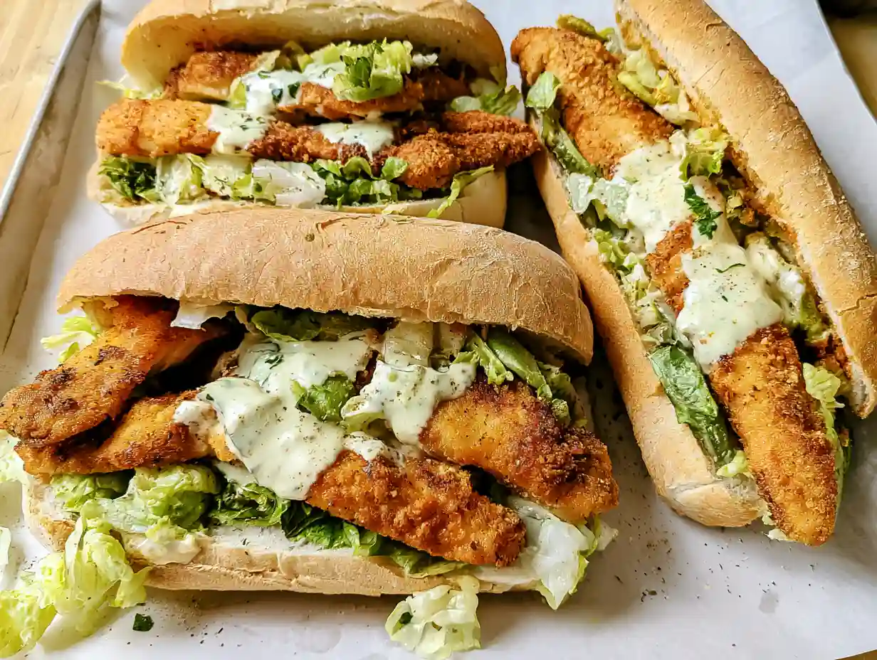 Garlic Bread Chicken Caesar Salad Subs