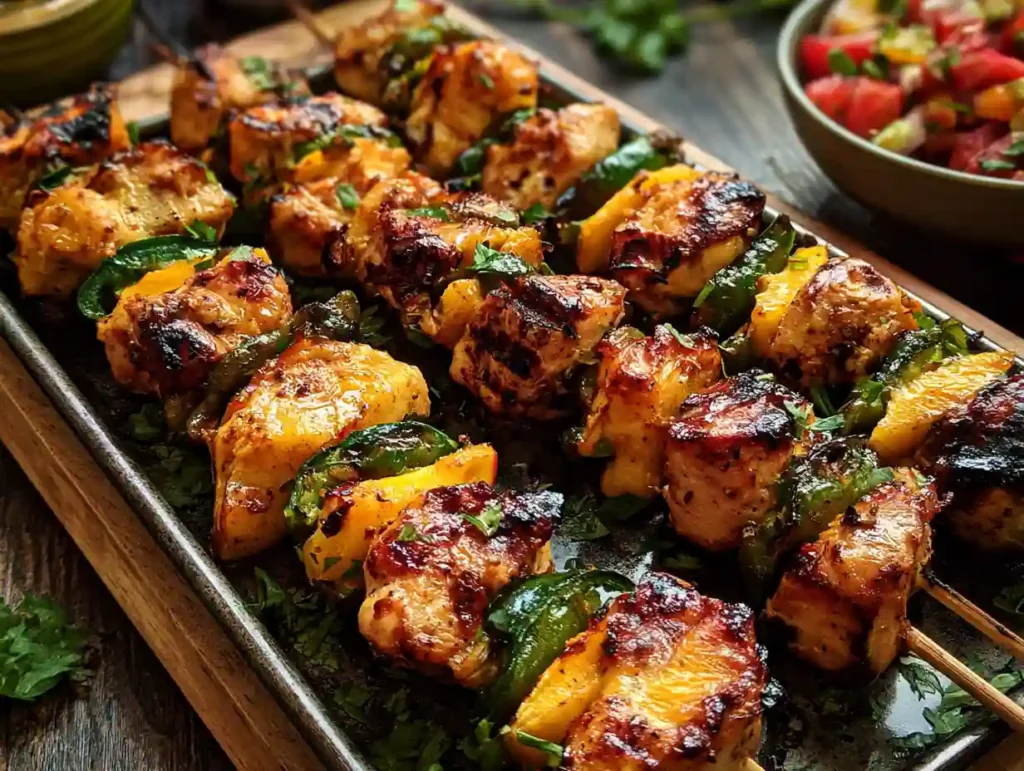 Jalapeño Peach Chicken Skewers