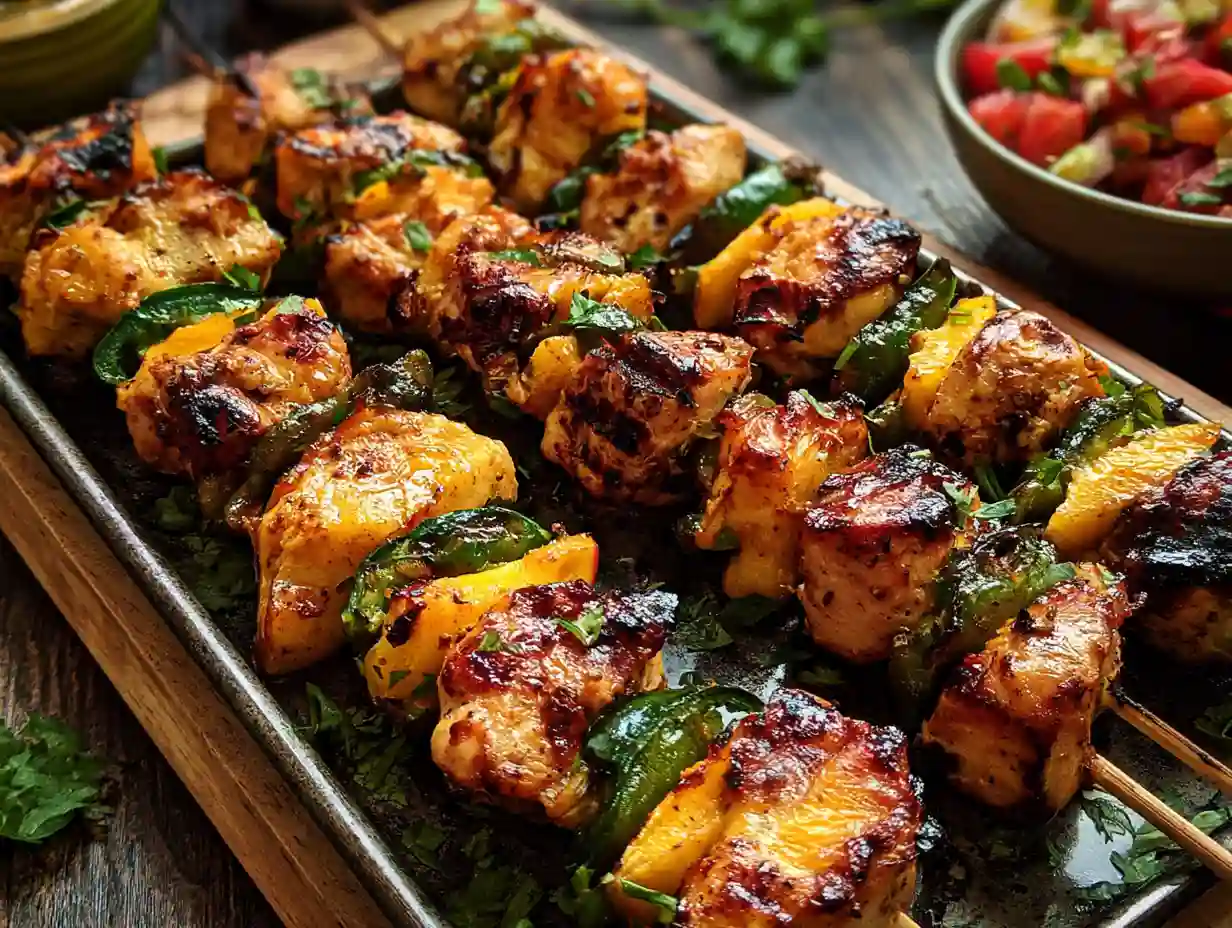Jalapeño Peach Chicken Skewers