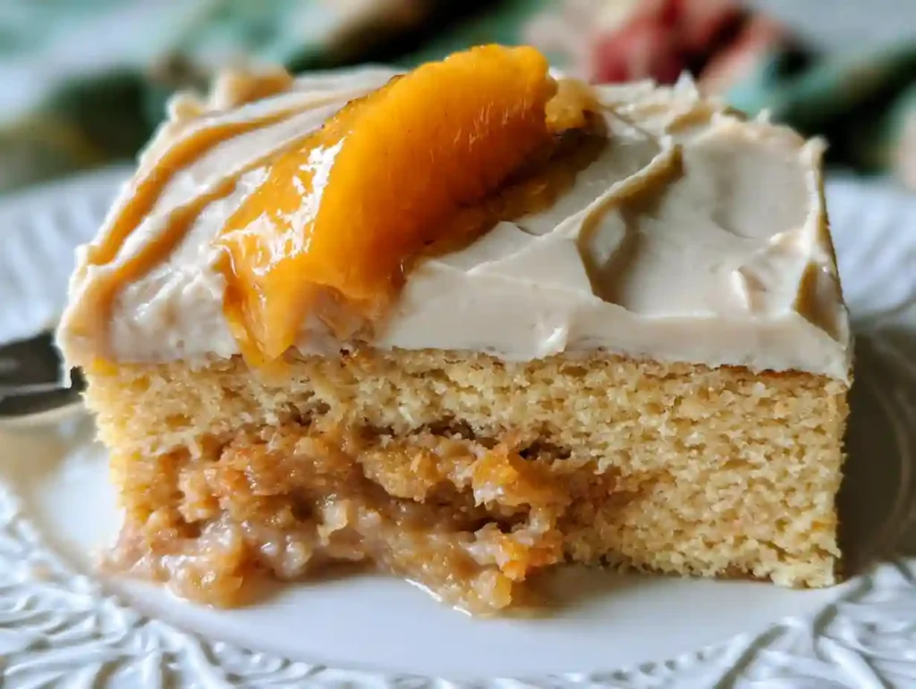 Peach Cake with Brown Sugar Frosting