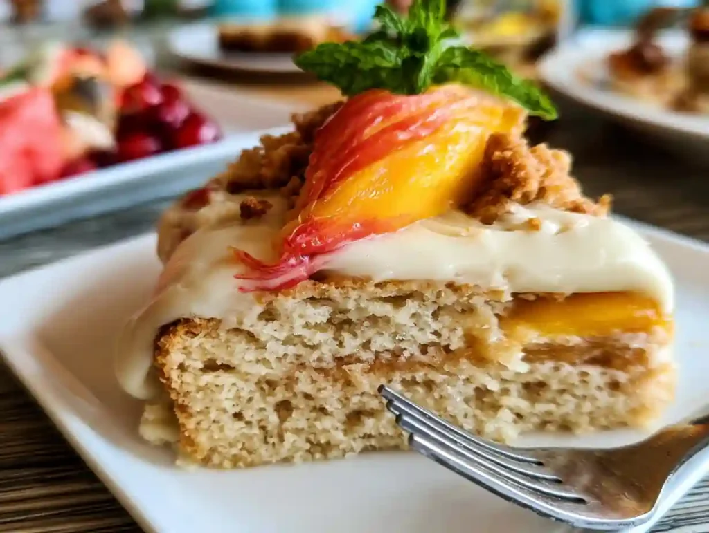 Peach Cake with Brown Sugar Frosting