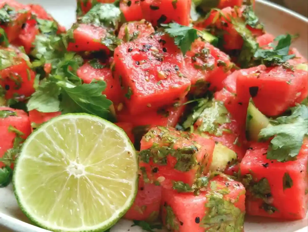 Spicy Watermelon Salad with Cilantro and Lime Recipe
