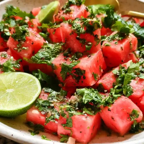 Spicy Watermelon Salad with Cilantro and Lime Recipe