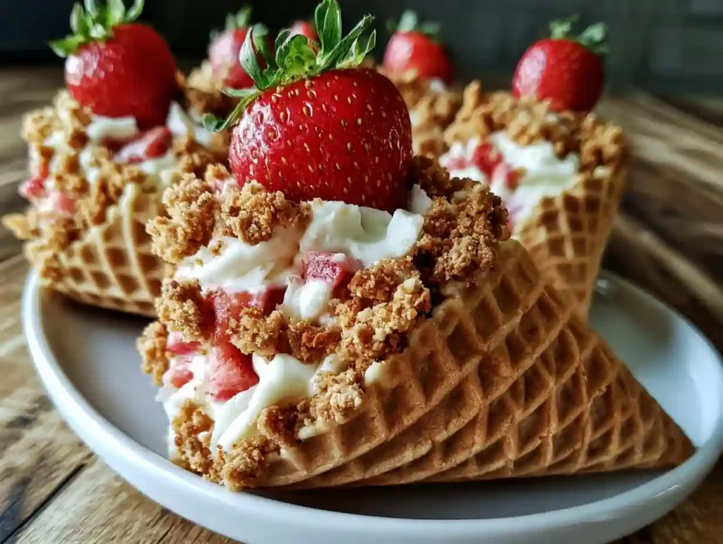 Strawberry Crunch Cheesecake Cones