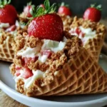 Strawberry Crunch Cheesecake Cones