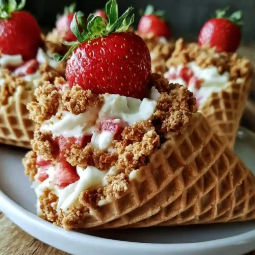 Strawberry Crunch Cheesecake Cones