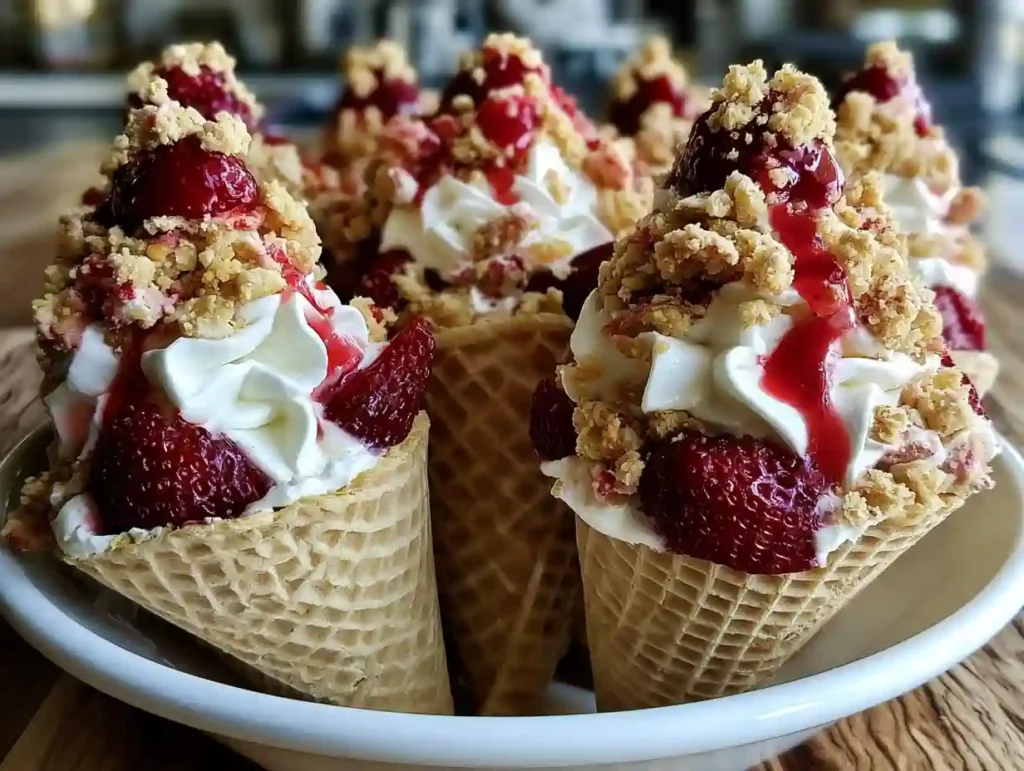 Strawberry Crunch Cheesecake Cones