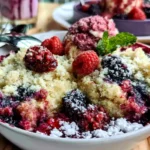 Sugar Cookie Berry Cobbler with Ice Cream: Easy Berry Cobbler with Sugar Cookie Crust