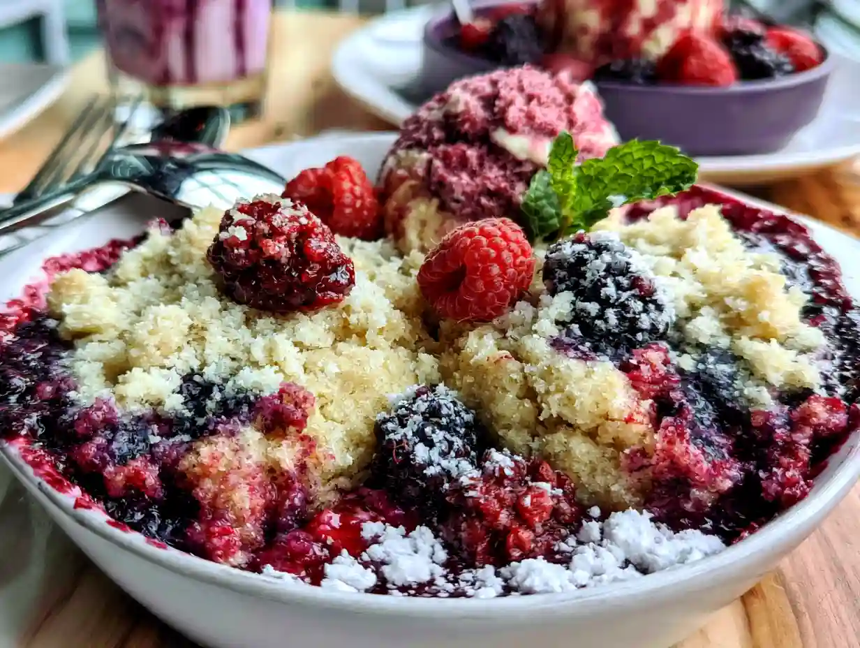 Sugar Cookie Berry Cobbler with Ice Cream: Easy Berry Cobbler with Sugar Cookie Crust