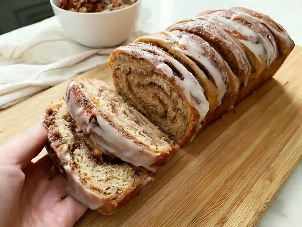 Cinnamon roll banana bread