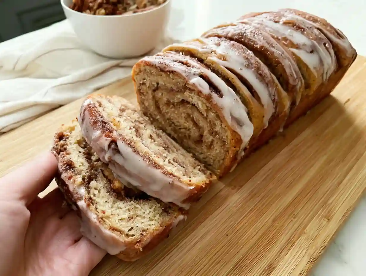 Cinnamon roll banana bread