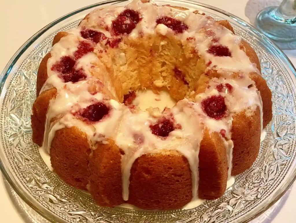 White Chocolate Raspberry Bundt Cake