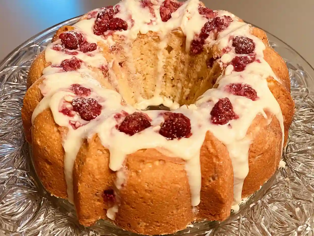 White Chocolate Raspberry Bundt Cake
