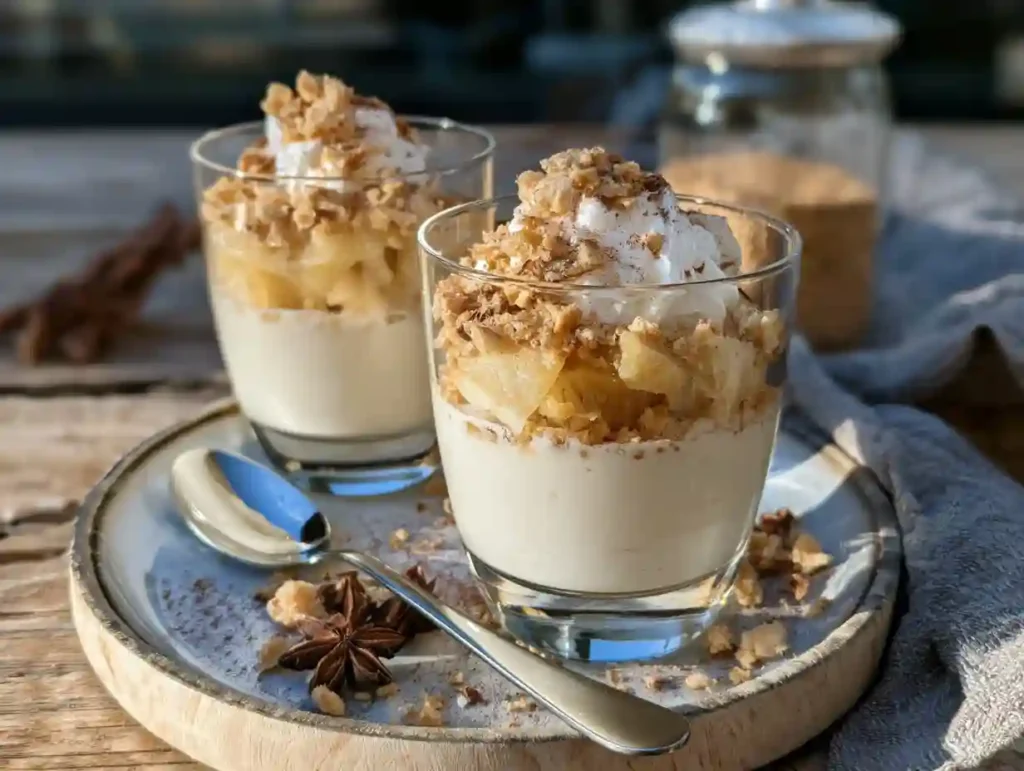 Bratapfel Crumble auf Zimtcreme