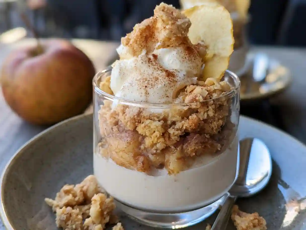 Bratapfel Crumble auf Zimtcreme