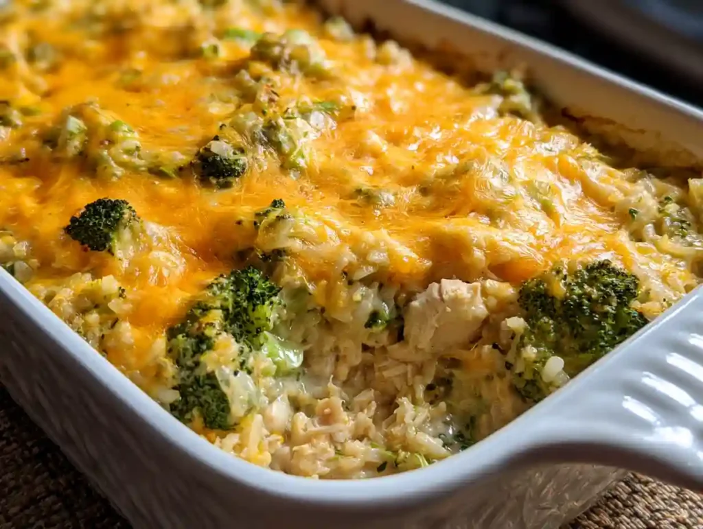 Cheesy Broccoli Chicken and Rice Casserole