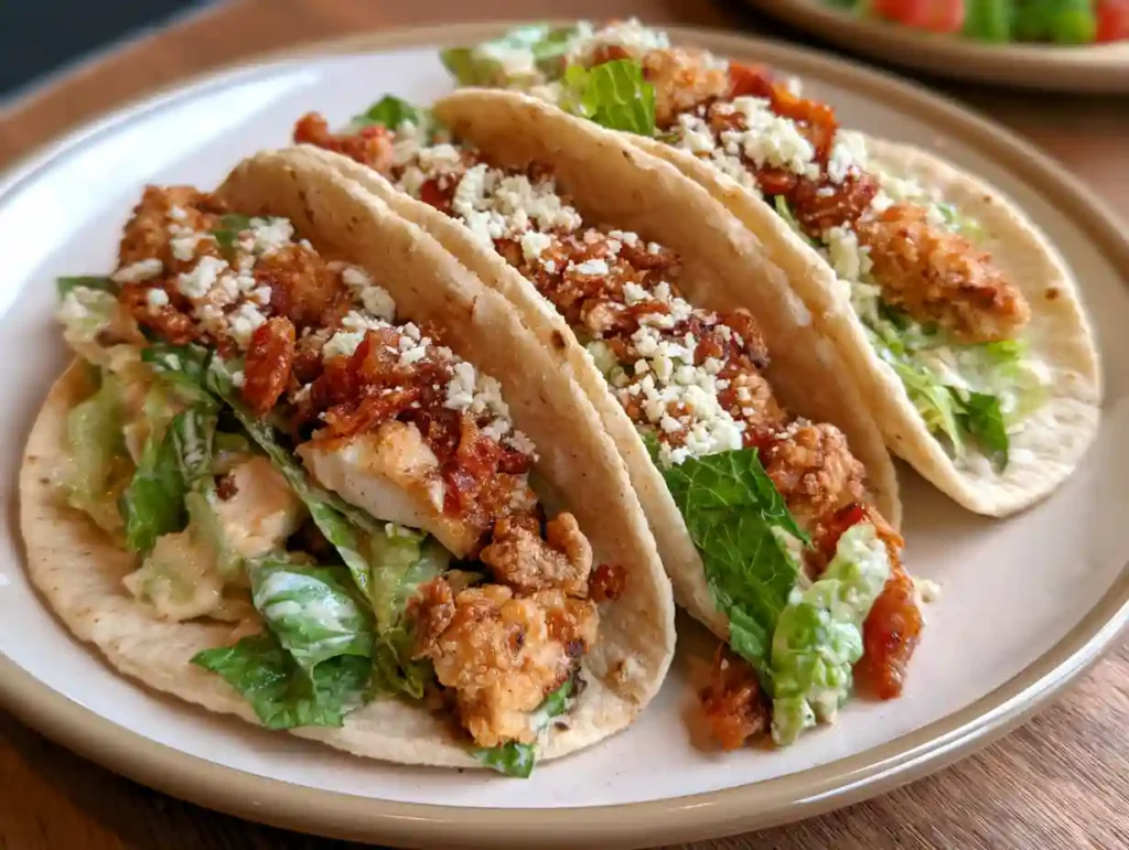 Crispy Smash Chicken Caesar Tacos