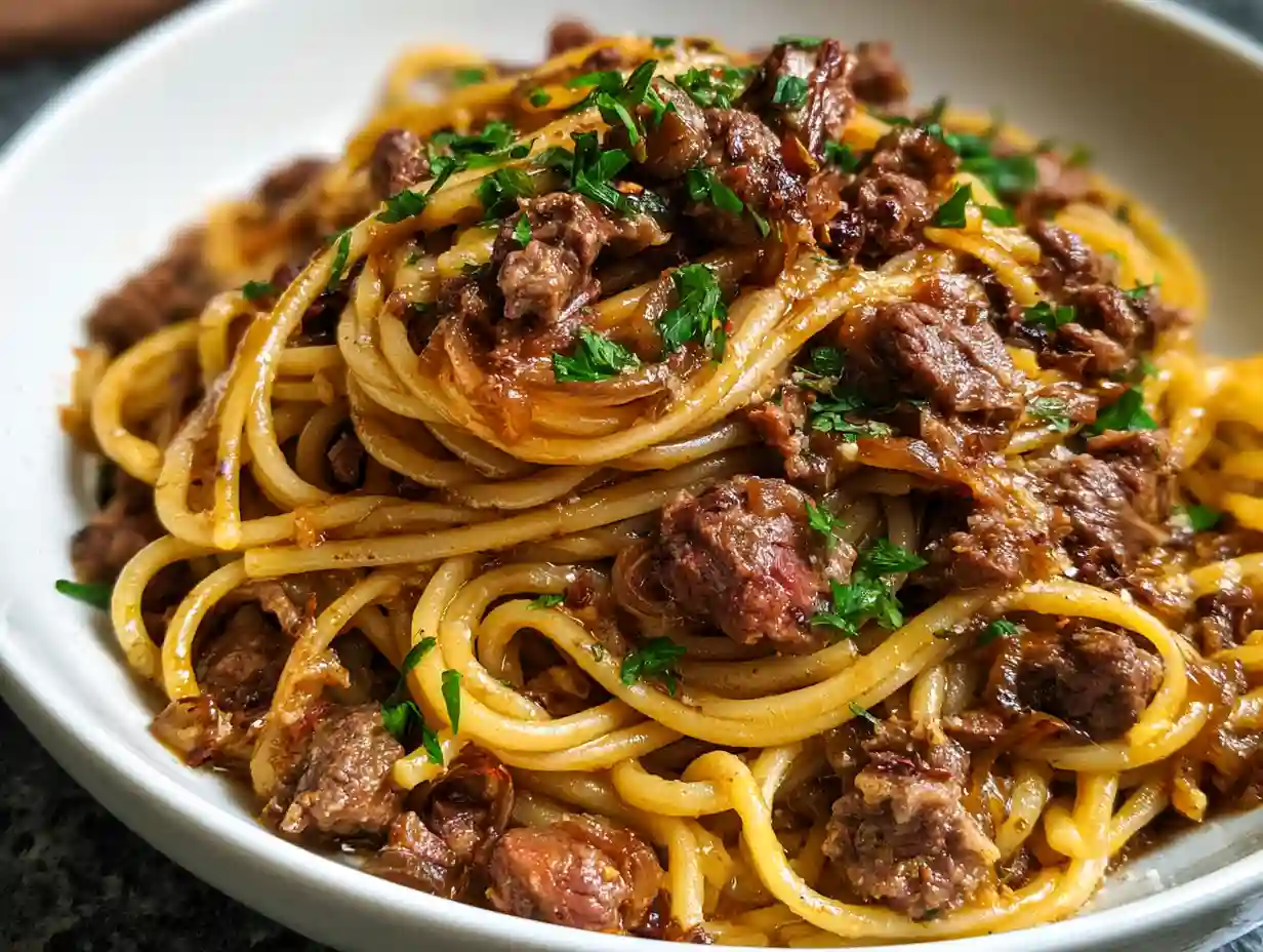 Garlic Butter Beef Pasta