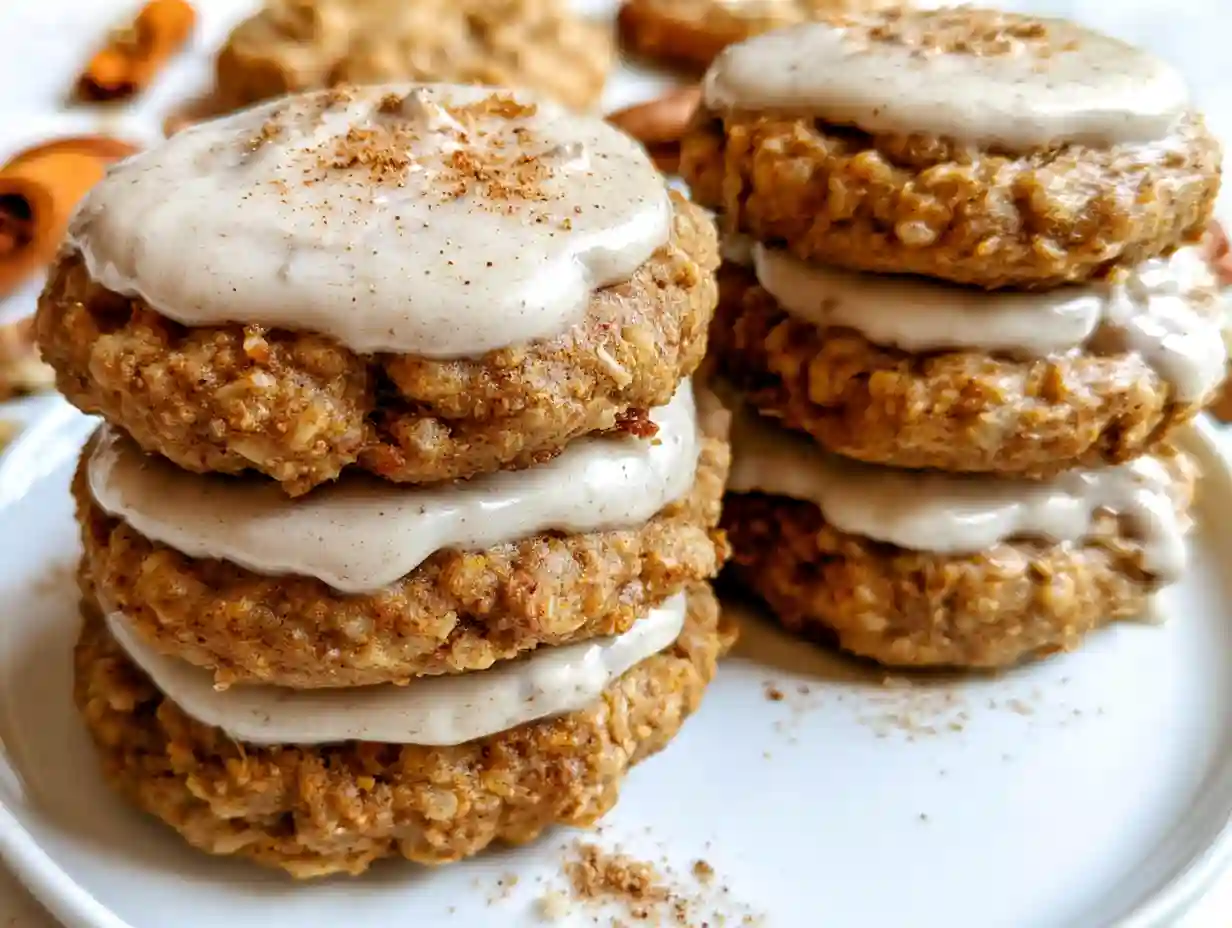 Pumpkin Oatmeal Cookies with Spiced Cream Cheese Icing